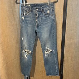 GAP High Rise Ripped Jeans - Classic Blue